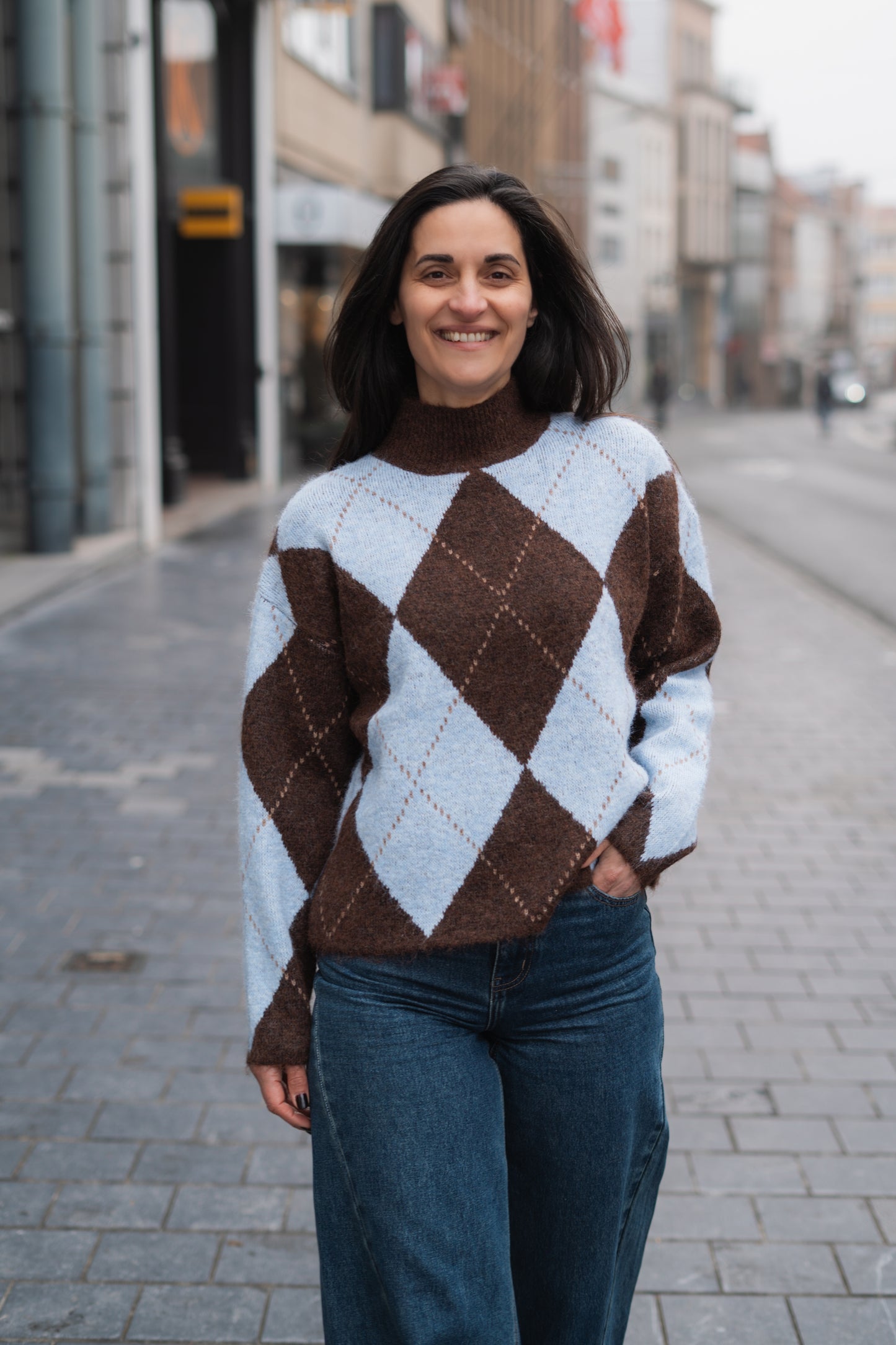 Romy pull choco/lichtblauw