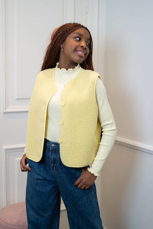 Teddy debardeur geel