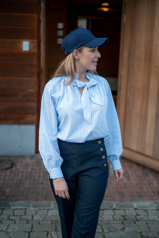 Céline blouse blauw (ruit)