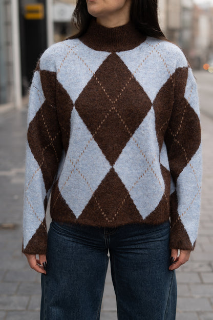 Romy pull choco/lichtblauw