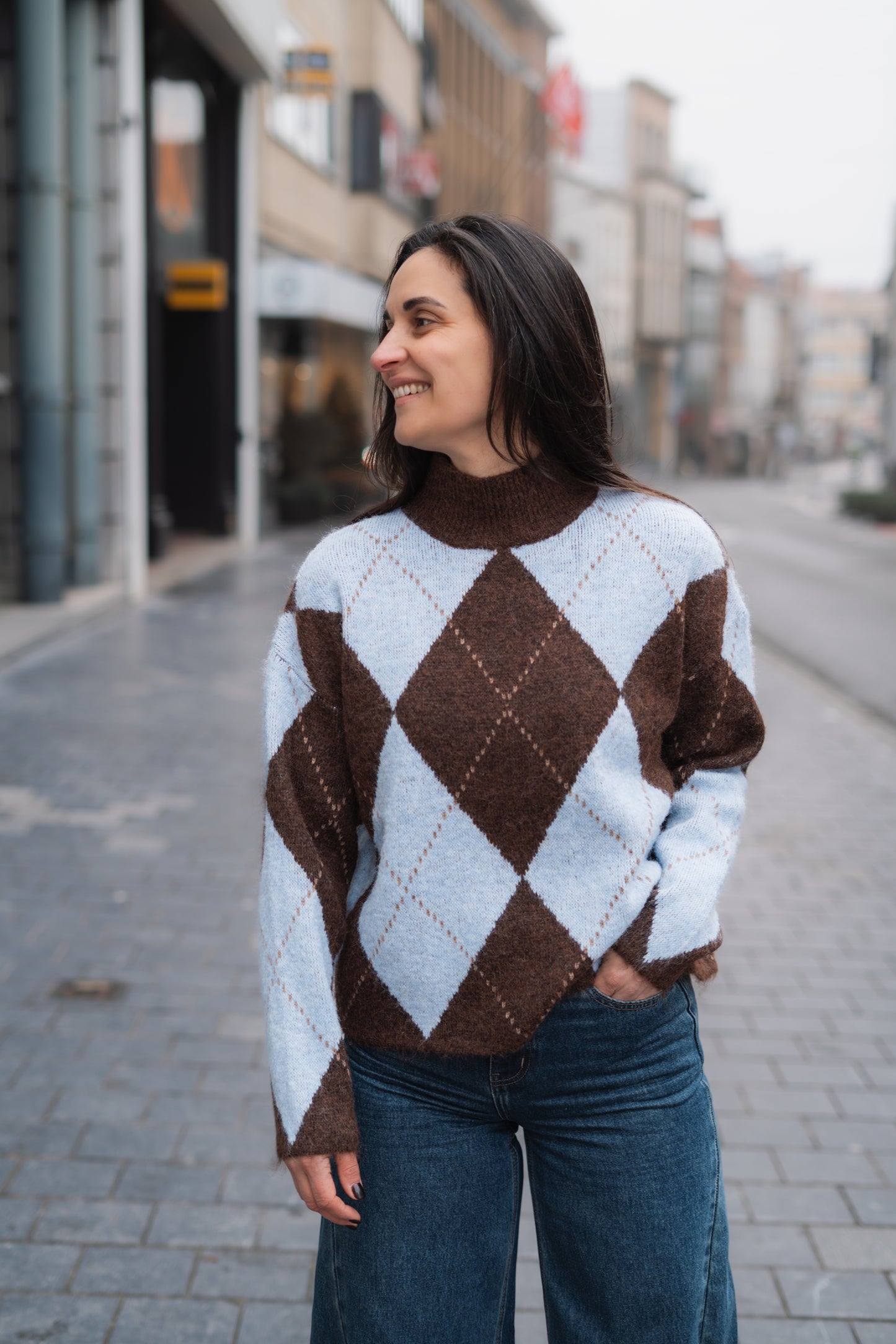 Romy pull choco/lichtblauw