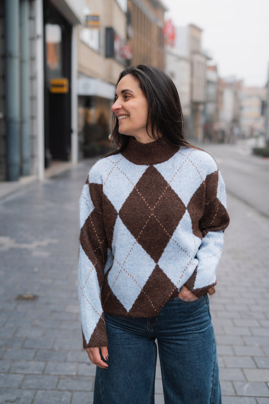 Romy pull choco/lichtblauw