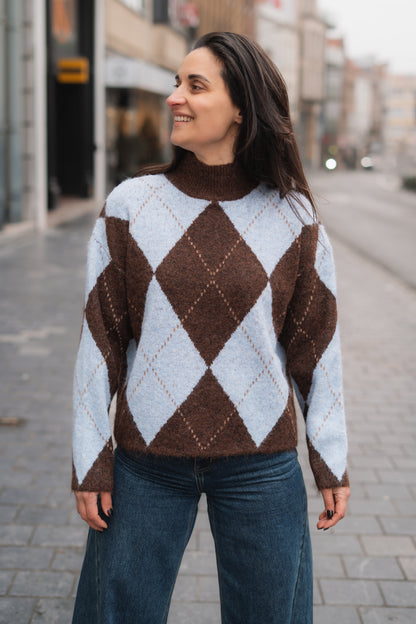 Romy pull choco/lichtblauw