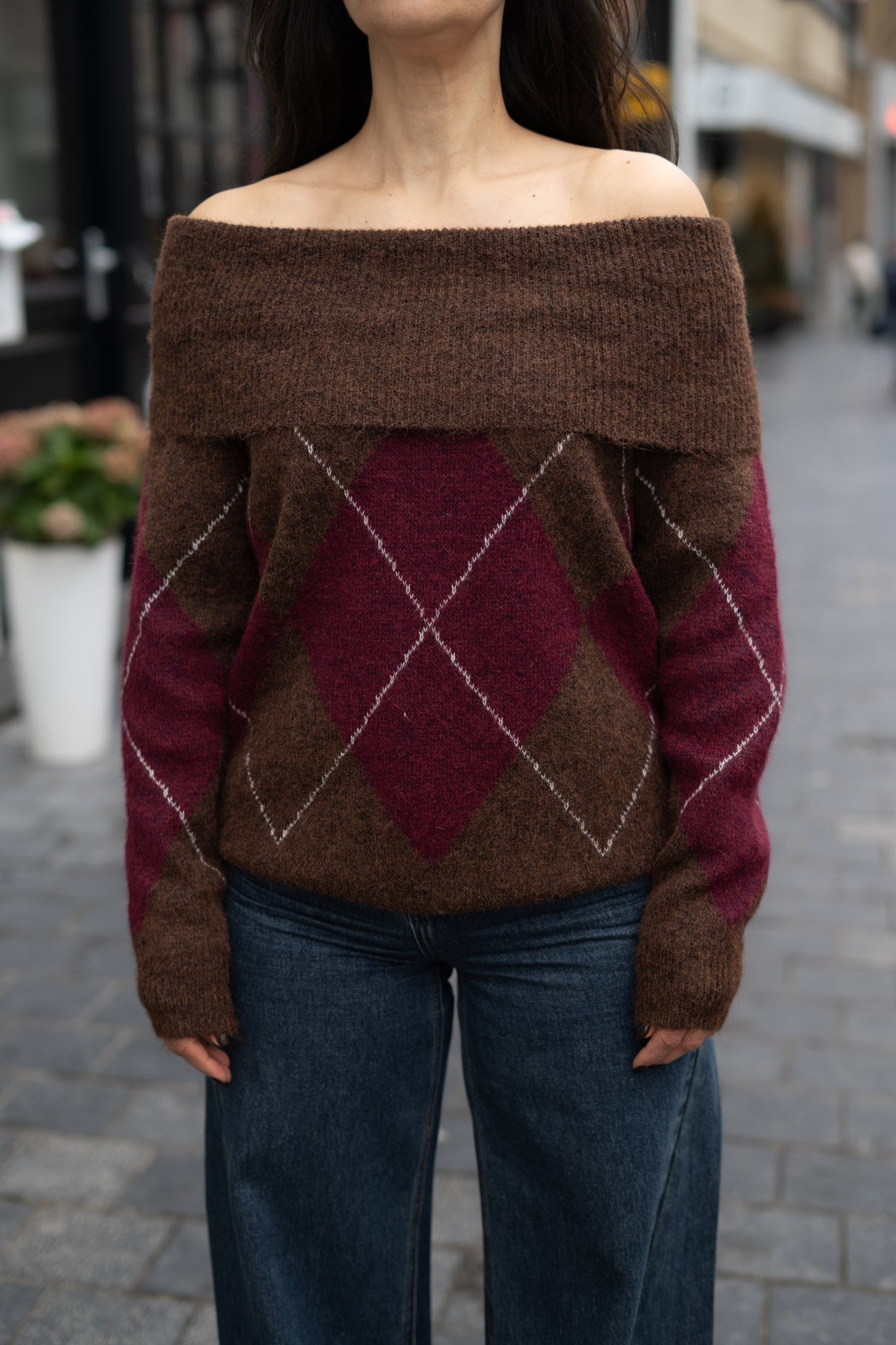 Laura pull bruin/burgundy