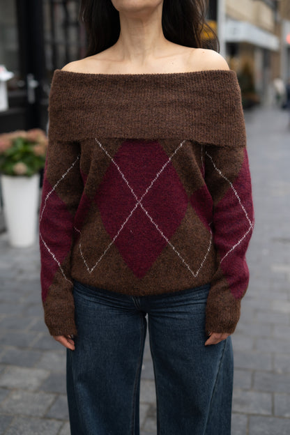 Laura pull bruin/burgundy