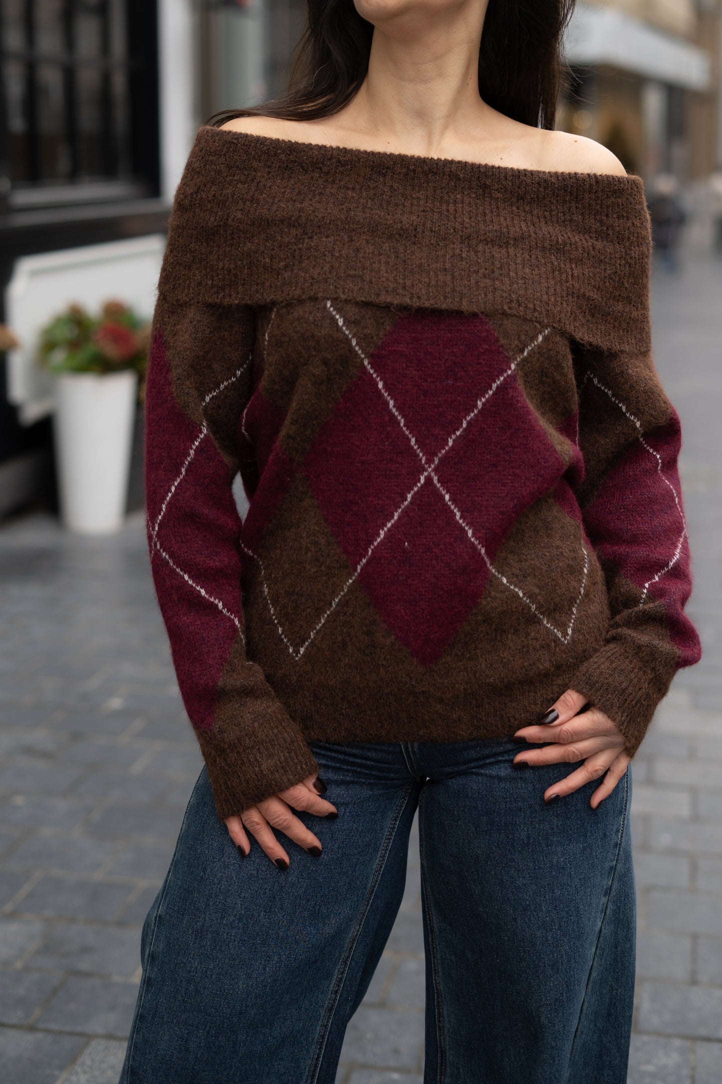 Laura pull bruin/burgundy