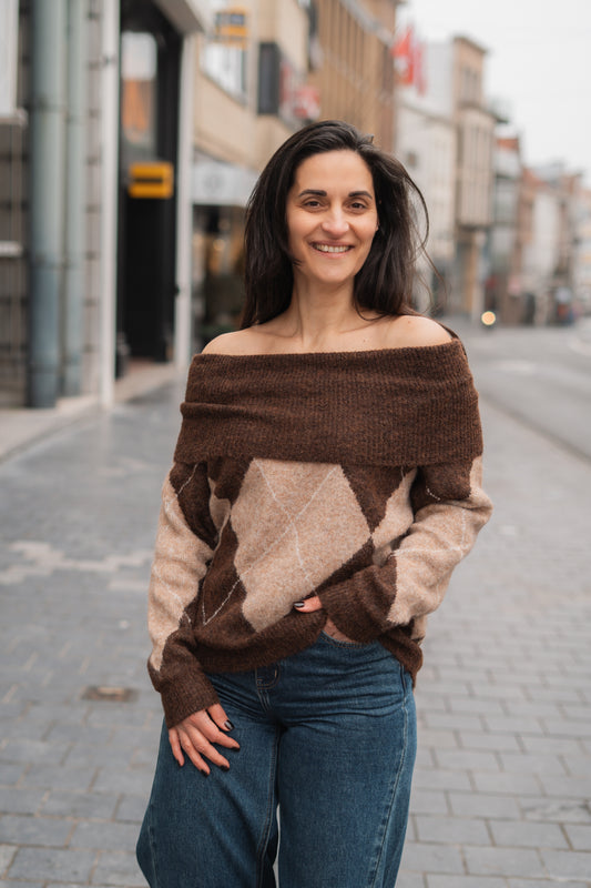 Laura pull choco/beige