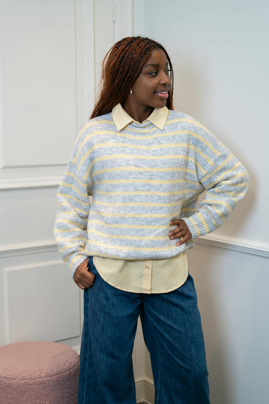 Noémie pull grijs/geel