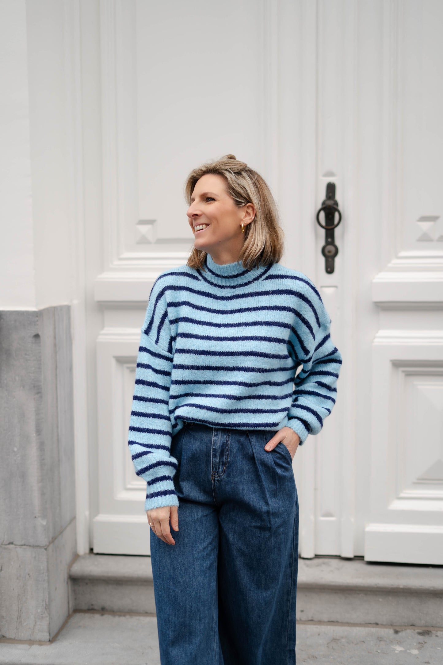 Noémie pull blauw/bruin