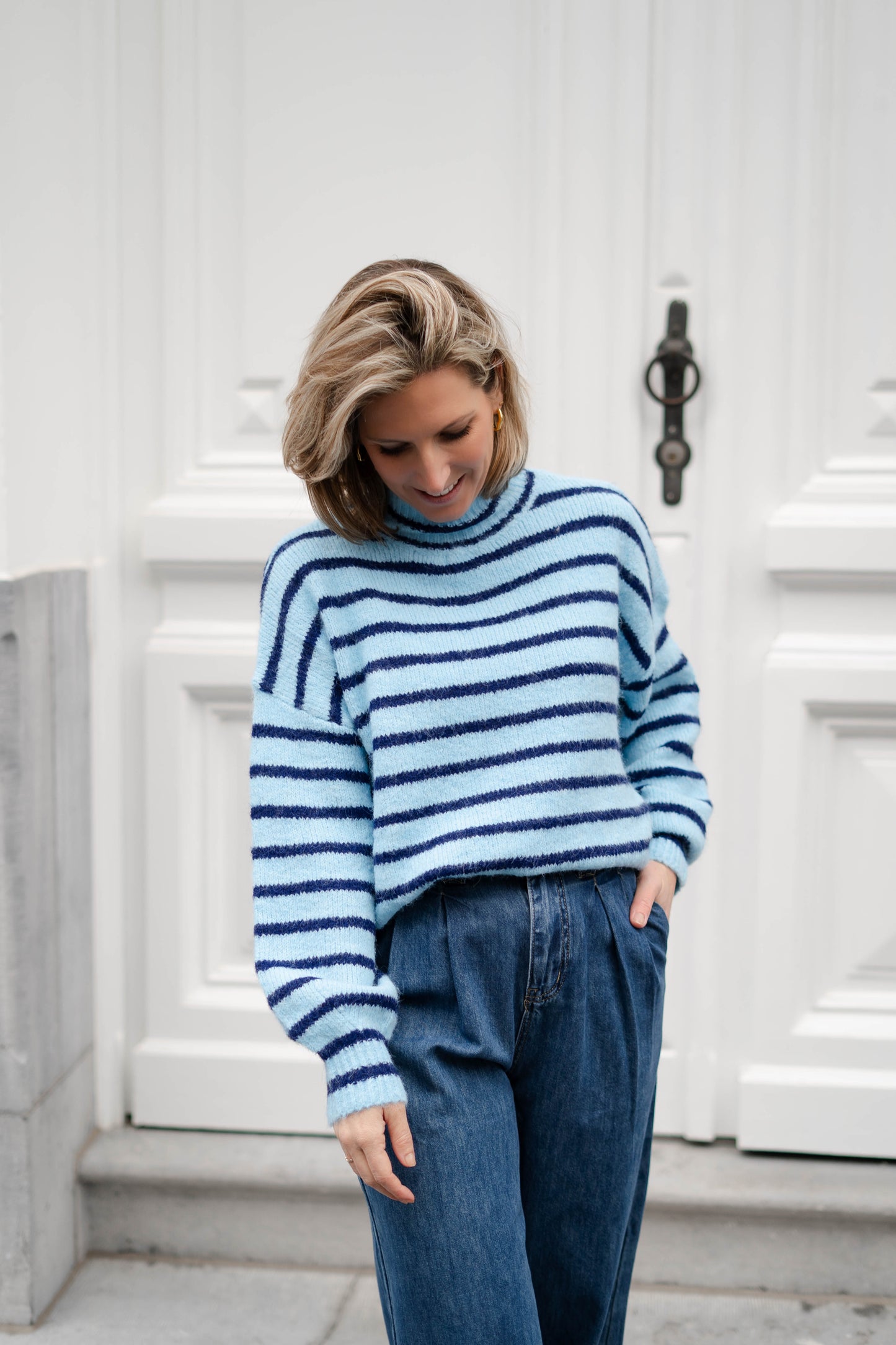 Noémie pull blauw/bruin