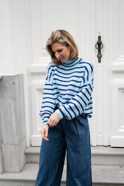 Noémie pull blauw/bruin