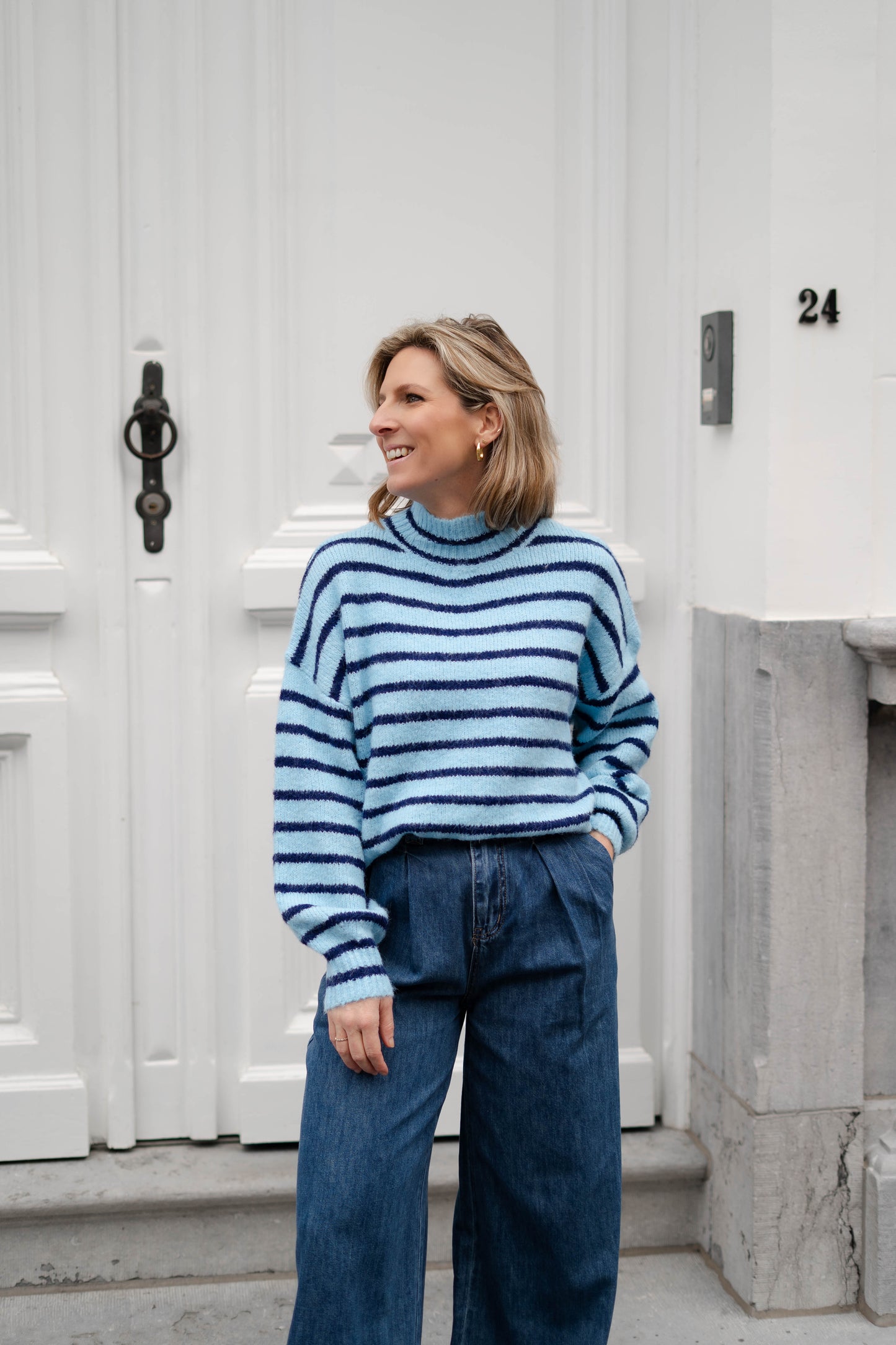 Noémie pull blauw/bruin