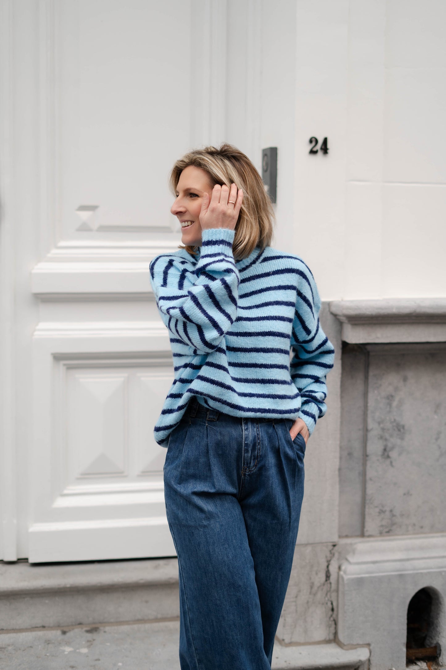 Noémie pull blauw/bruin