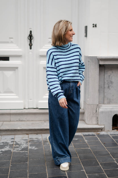 Noémie pull blauw/bruin