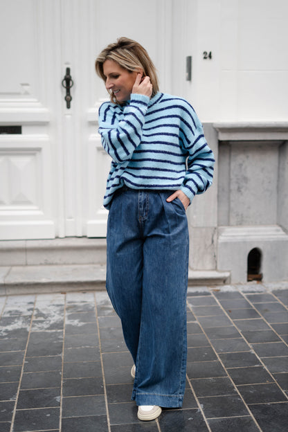 Noémie pull blauw/bruin