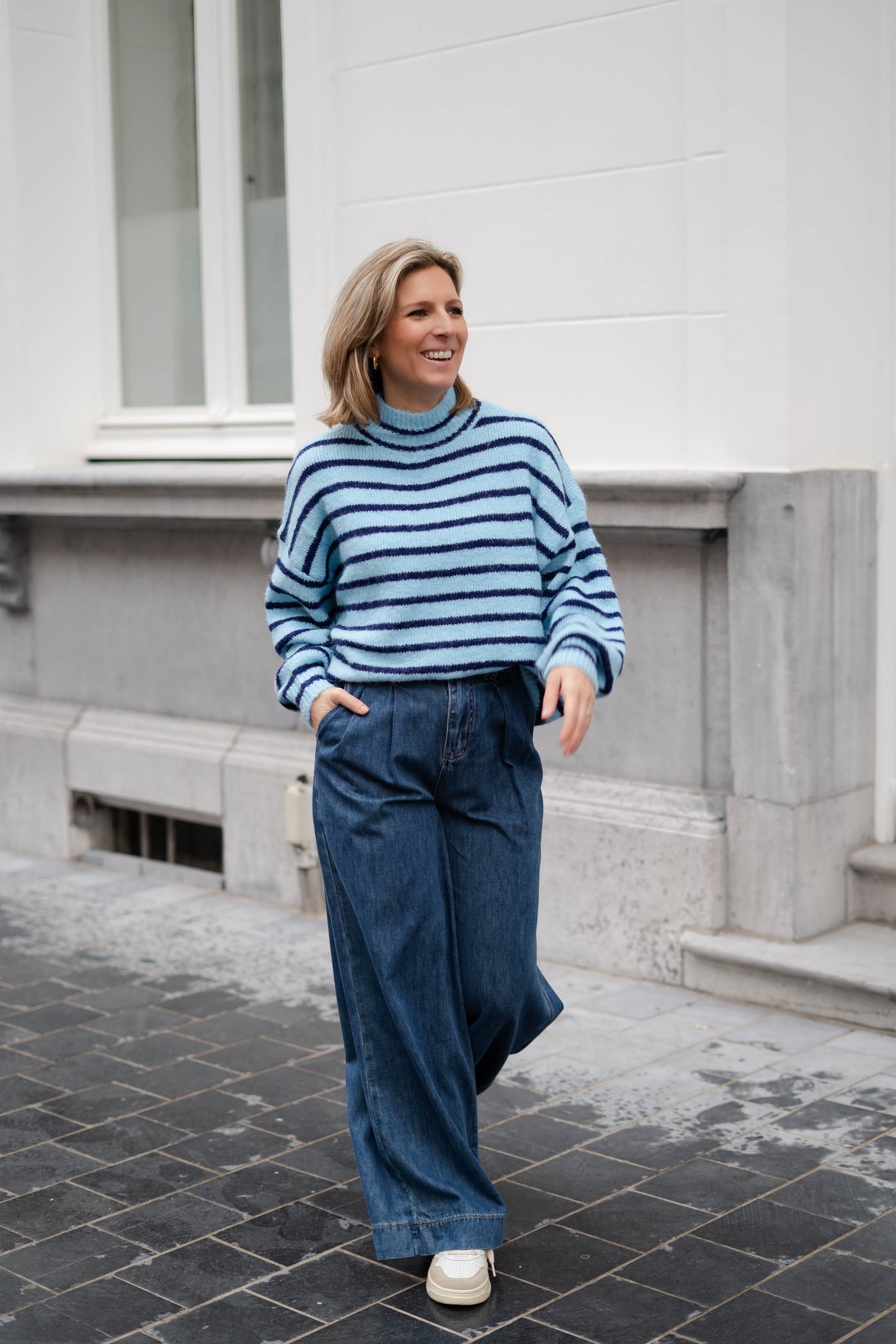 Noémie pull blauw/bruin