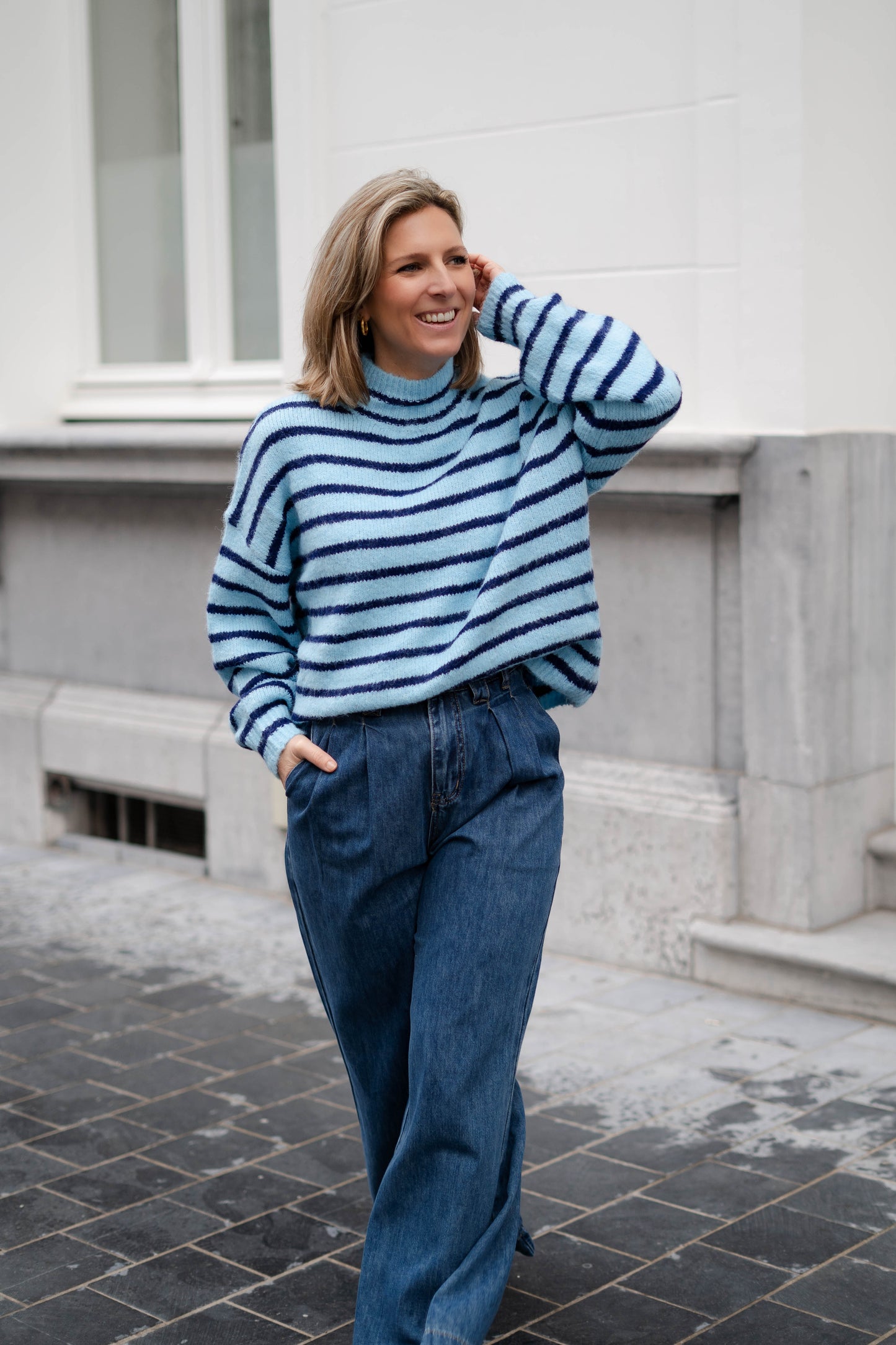 Noémie pull blauw/bruin