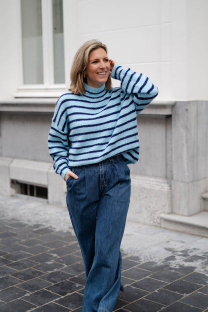 Noémie pull blauw/bruin