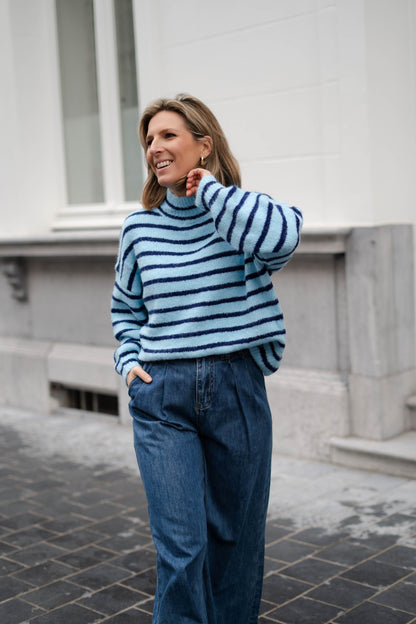 Noémie pull blauw/bruin