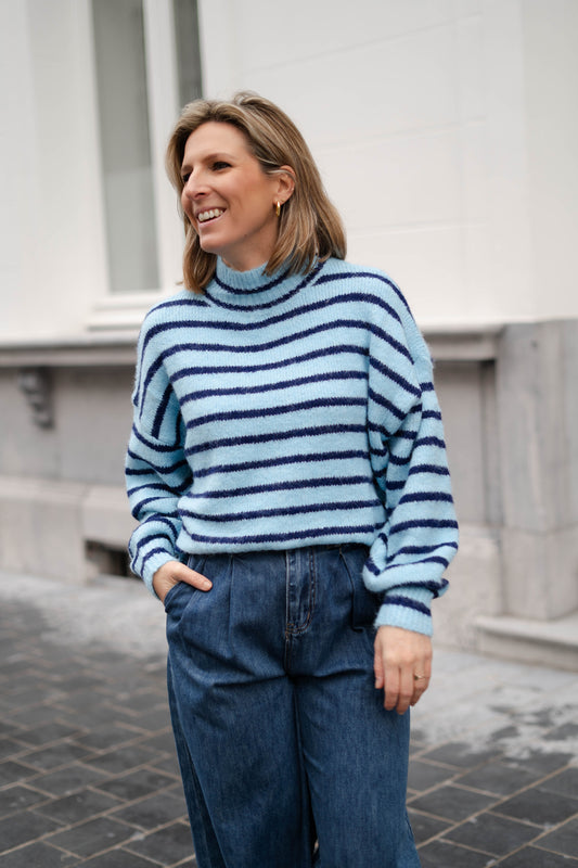 Noémie pull blauw/bruin