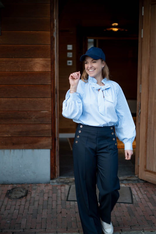 Céline blouse blauw (ruit)