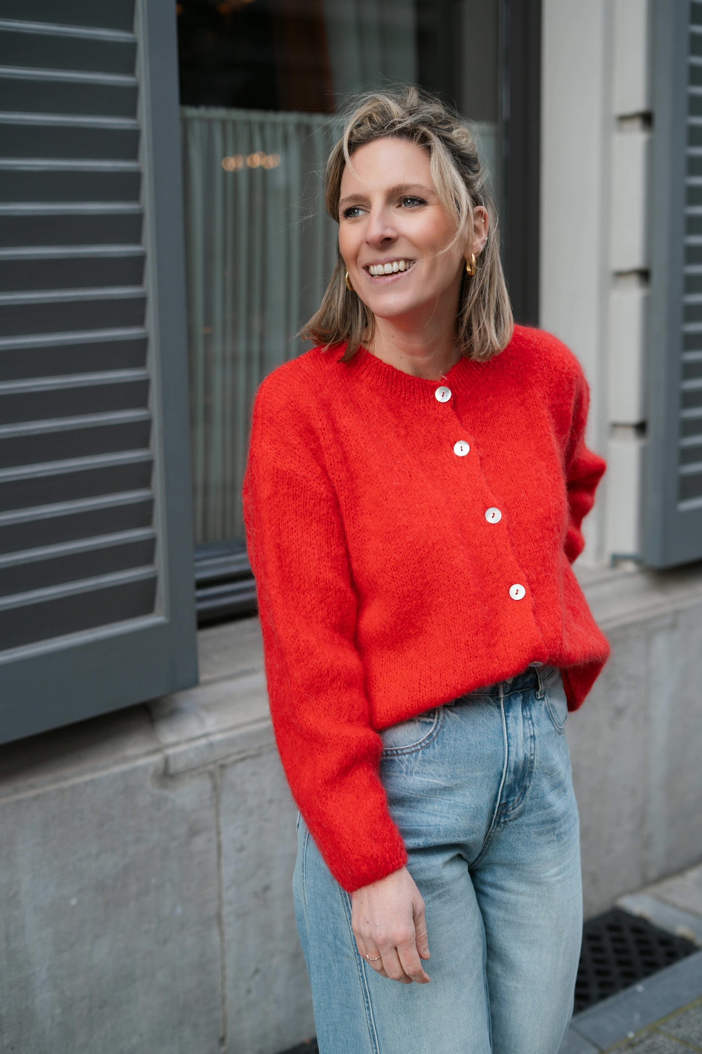 Fleur knit cardigan rood