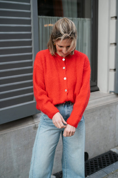 Fleur knit cardigan rood