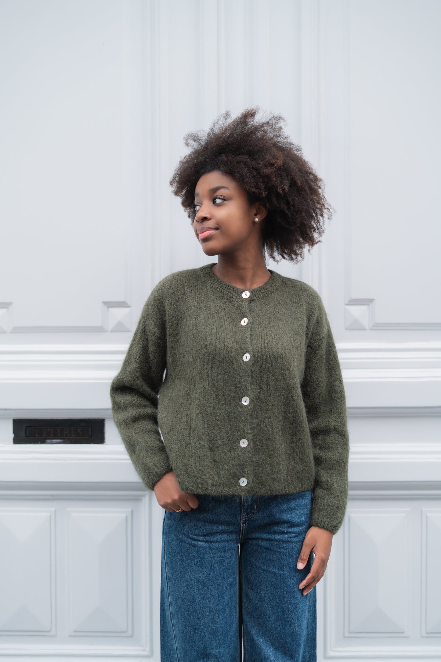 Fleur knit cardigan kaki