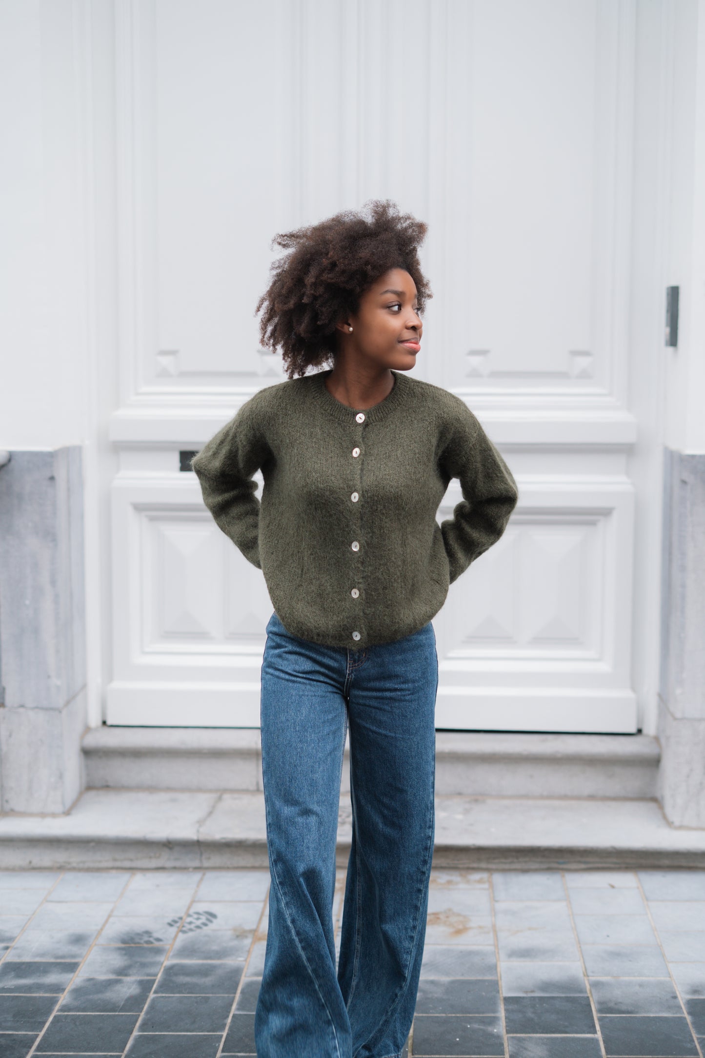 Fleur knit cardigan kaki