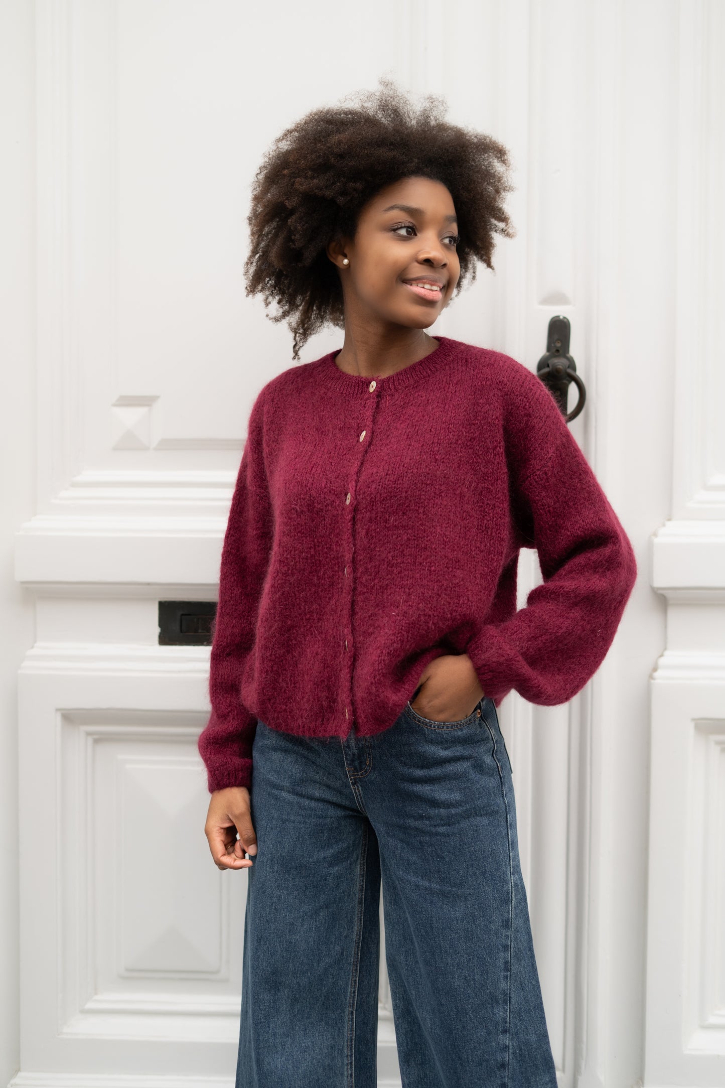 Fleur knit cardigan bordeaux