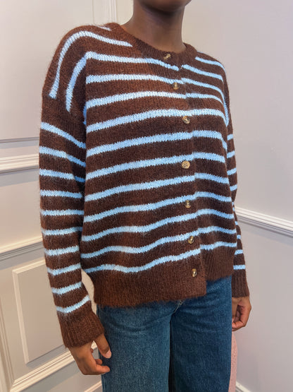 Germaine pull choco/lichtblauw